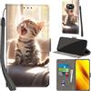 PHINIENLAND Cover per Xiaomi Poco X3 NFC/Poco X3 / Poco X3 Pro Case PU Pelle Custodia [Kickstand] [Chiusura magnetica] [Slot per Schede], Portafoglio Flip Custodia per Xiaomi Poco X3,Gatto