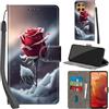 Haninsuze Cover per Motorola Moto G15, Rose | Pelle PU Portafoglio, Porta Carte, Magnetica, Libro, Antiurto Custodia