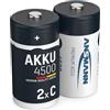 ANSMANN 2x Batterie ricaricabili stilo Baby C - 4500 mAh 1,2 V NiMH - Pila a ricarica veloce - fino a 1000 cicli di ricarica eco-friendly