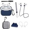 AIYAAIYA Custodia in Silicone Protettiva per AirPods Pro 2 Generazioni: AIYAAIYA Set di Accessori per Apple AirPod 8 in 1 con Supporto per Cinturino dell'orologio/Spazzola per la Pulizia/Portachiavi (Blu)