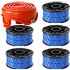 YWNYT Bobina di filo Black and Decker A6441 597862-00, 12,2 m x 1,65 mm, ricambio per decespugliatore GL315 GL350 GL650 GL652 GL655 GL660 GL680 (5 bobine + 1 copertura)
