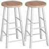 WOLTU Sgabelli da Bar Set di 2, Sgabello Alto 71 cm con Poggiapiedi, Seduta Tonda Sedia Alta per Penisola Cucina, Sala da pranzo, Bancone in Acciaio Legno, Rovere