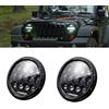 Ricoy - Faro LED da 7, rotondo, 75 W, con DRL, omologato DOT, per moto Wrangler JK TJ LJ CJ Davidson (confezione da 2)