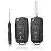 Connextion 2 Pieces Guscio Chiave Telecomando con Lama a 3 Tasti, Ricambio Chiave Telecomando Auto per VW Golf Jetta Skoda Tiguan Mk6 Octavia Polo Seat Touran Passat, Complete di Cacciavite