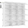 SONGMICS Scarpiera in Plastica, 12 Scomparti, Scarpiera Modulare, Scaffale Modulare in Plastica, Dimensioni per Cubo: 32 x 124,4 x 124,6 cm, con Anta, Struttura in Acciaio, Pannelli in Plastica,