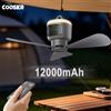 raugee Ventilatori da soffitto portatili 12000mAh Ventilatore da campeggio esterno Tenda Circolatore d'aria Dispositivo di raffreddamento Ventilatore elettrico ricaricabile Luce a LED con telecomando