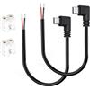 NONE Cavo di alimentazione open end a filo nudo da USB C a 2 pin, cavo a spirale a 2 pin con spina maschio USB tipo C da 90 gradi, per cavo fai da te USB tipo C da 5 V