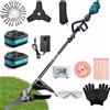 Rinoxar Tagliaerba a batteria con motore brushless, 2 batterie e 3 lame da taglio: sicuro, leggero e versatile per il tuo giardino