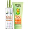 Garnier Fructis Lisci Diamante Spray Lisciante per Capelli Extra Lucenti 100H 150ml + Lisci Cheratina Shampoo Lisciante per Capelli Crespi con Olio Argan Effetto Setoso Luminoso Detergente da 200ml
