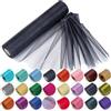 Trimming Shop Neve Organza Sottile Rotoli Brillantini Tessuto per Matrimonio Natale Festa Fusciacche Sedie Tavolo Corridori Decorazioni 29cm x 25m - Nero, 29CM