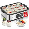 FOHERE Yogurtiera Elettrica con LCD Display, 12 Vasetti da 180 ml in Vetro, Timer 48 Ore e Controllo Costante Della Temperatura, BPA Free, Yogurt Greco, Ideale per Yogurt Fatti In Casa
