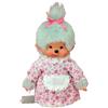 Monchhichi figura di peluche nonna con vestito grigio