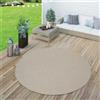 Paco Home Tappeto per esterni resistente alle intemperie per giardini e terrazze a tessitura piana in sisal look robusto dimensioni Ø 160 cm rotondo