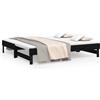 vidaXL Letto da giorno allungabile nero 2x(75x190) cm in legno di pino massiccio