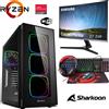 MEG-BAR Set completo per il gioco - Ryzen 5 6x4,4GHz - 32GB di RAM - 1TB - Grafica Radeon - Monitor LED curvo Samsung da 27" - Kit da gioco 4 in 1 - Custodia in vetro reale RGB