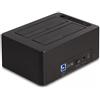 Delock - Alloggiamenti per docking station HDD / SSD: 2 - 2,5" / 3,5" condivisi (6,4 cm, 8,9 cm) - SATA 6Gb/s - USB3.0 -