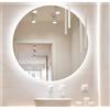BD ART LED Specchio da bagno rotondo Luna 60 cm, specchio da bagno da parete con illuminazione, luce bianco freddo 6000K, IP44