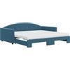 vidaXL Letto da giorno allungabile con materassi blu 100x200 cm in velluto