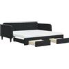 vidaXL Letto da giorno allungabile con cassetti nero 100x200 cm in velluto