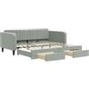 vidaXL Letto da giorno allungabile con cassetti grigio chiaro 100x200 cm in velluto