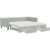 vidaXL Letto da giorno allungabile con cassetti grigio chiaro 100x200 cm in velluto
