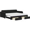 vidaXL Divano letto estraibile con cassetti Nero 90x200 cm Velluto
