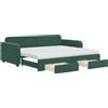vidaXL Divano letto estraibile con cassetti Verde scuro 90x200 cm Velluto