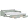 vidaXL Letto da giorno allungabile con cassetti grigio chiaro 100x200 cm in velluto
