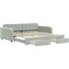 vidaXL Letto da giorno allungabile con cassetti grigio chiaro 100x200 cm in velluto