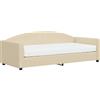 vidaXL Letto da giorno con materasso crema 90x200 cm in tessuto