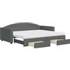 vidaXL Letto da giorno allungabile con cassetti grigio scuro 90x200 cm in tessuto