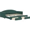 vidaXL Divano letto estraibile con cassetti Verde scuro 90x200 cm Velluto