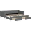 vidaXL Divano letto estraibile con cassetti Grigio scuro 80x200 cm Tessuto