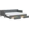 vidaXL Divano letto estraibile con cassetti Grigio scuro 80x200 cm Tessuto