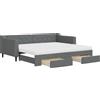 vidaXL Letto da giorno allungabile con cassetti grigio scuro 90x200 cm in tessuto