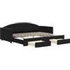 vidaXL Divano letto estraibile con cassetti Nero 90x200 cm Velluto