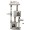 lionto tiragraffi per gatti lionto 115 cm, albero di arrampicata stabile con 3 livelli, 2 grotte e 4 paletti in sisal, incl. supporto da parete, grigio chiaro