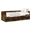 vidaXL Letto da giorno con cassetti in rovere fumé 75x190 cm Materiale in legno