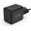 Hama Schnellladegerät, USB-C, PD/QC/GaN, Super-Mini-Charger, 45 W, Schwarz (00201987)
