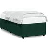 vidaXL Struttura letto senza materasso verde scuro 100x200 cm in velluto