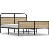 vidaXL Letto in metallo senza materasso rovere fumé 160x200 cm