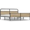vidaXL Letto in metallo senza materasso rovere fumé 150x200 cm