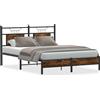 vidaXL Struttura letto senza materasso rovere fumé 140x190 cm materiale a base di legno