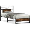 vidaXL Struttura letto senza materasso rovere fumé 75x190 cm materiale a base di legno