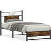 vidaXL Struttura letto senza materasso in rovere fumé 90x200 cm Materiale a base di legno