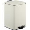 Relaxdays Cestino da cucina, 20 litri, secchiello interno estraibile, pedale, con sacchetto, cestino a pedale, ferro, beige