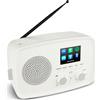 MEDION® Radio Internet MEDION con DAB+ LIFE IRE-1 (WLAN, radio FM DAB Plus, Bluetooth, EQ, protezione antigoccia, antenna telescopica, Spotify Connect, sveglia, funzione snooze, dimmer display regolabile) bianco