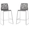 Idea New Garden Srl Set di 2 sgabelli da interno in resina con gambe in fibra di vetro e metallo - seduta alta 65 cm con schienale e poggiapiedi, design moderno ed elegante - DAFNE XL - Grigio scuro