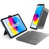 inateck Tastiera Inateck per iPad 11 A16 2025 da 11 pollici, iPad 10a generazione 2022 da 10,9 pollici, touchpad a superficie intera da 5,1 pollici, supporto verticale/orizzontale