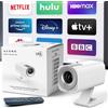 Kiano Mini proiettore KIANO GO portatile, bianco, Android, WiFi 5 GHz, HD 720p, 200 ANSI, fino a 128'', proiettore smart, Netflix, YouTube, Bluetooth, HDMI